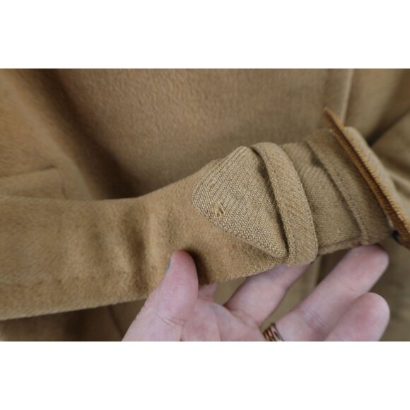 Vtg 40s Aquascutum Womens Large Distressed Wool Overcoat Jacket Beige England - Picture 13 of 16